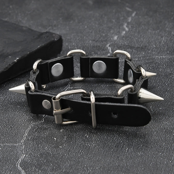 Bracelet en cuir PU clouté style gothique punk heavy metal - image 5