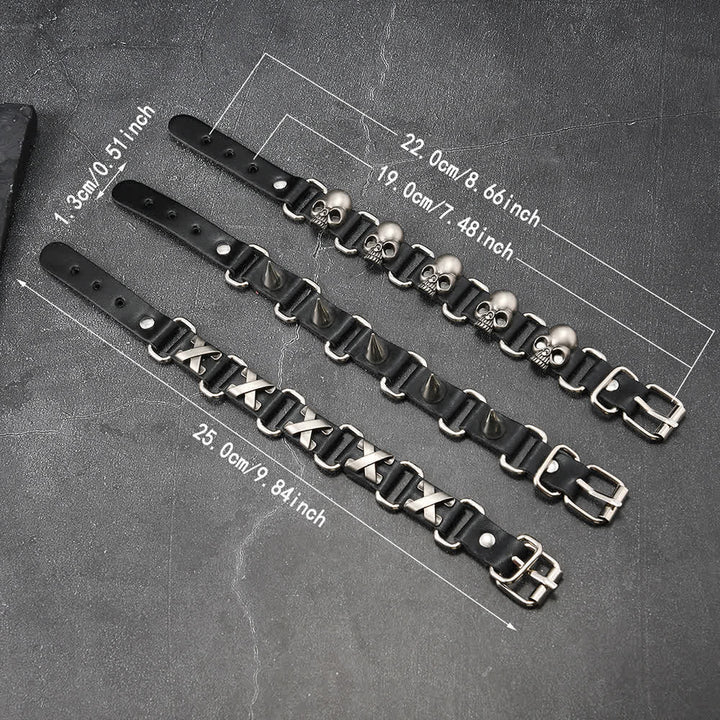 Bracelet en cuir PU clouté style gothique punk heavy metal - image 3