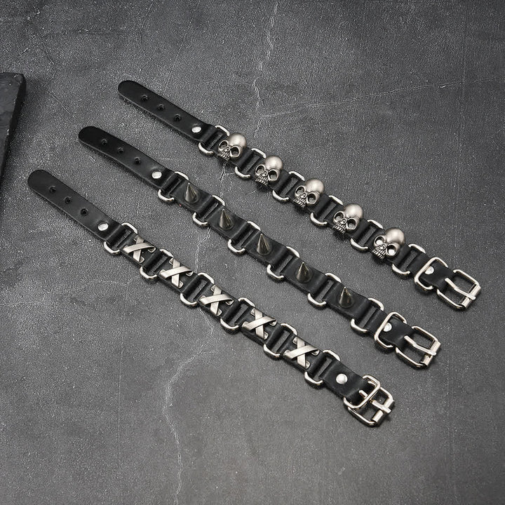 Bracelet en cuir PU clouté style gothique punk heavy metal - image 7