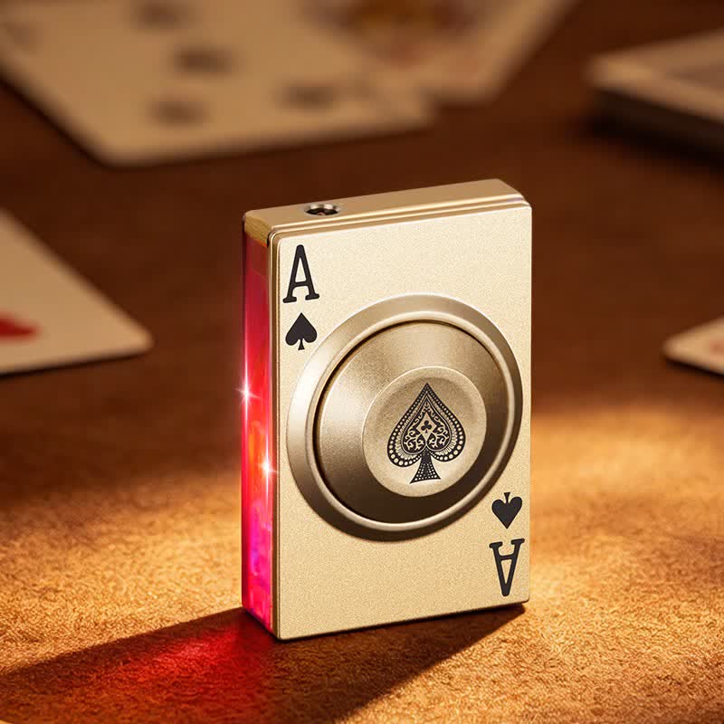 Briquet à butane anti-stress Royal Ace Poker Cool Spinning avec lumière LED - Or - image 2