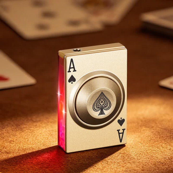 Briquet à butane anti-stress Royal Ace Poker Cool Spinning avec lumière LED - Or - image 2