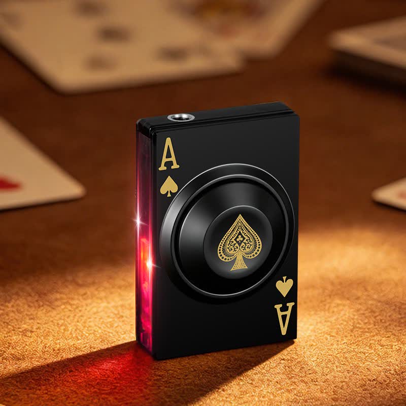 Briquet à butane anti-stress Royal Ace Poker Cool Spinning avec lumière LED - Noir - image 9