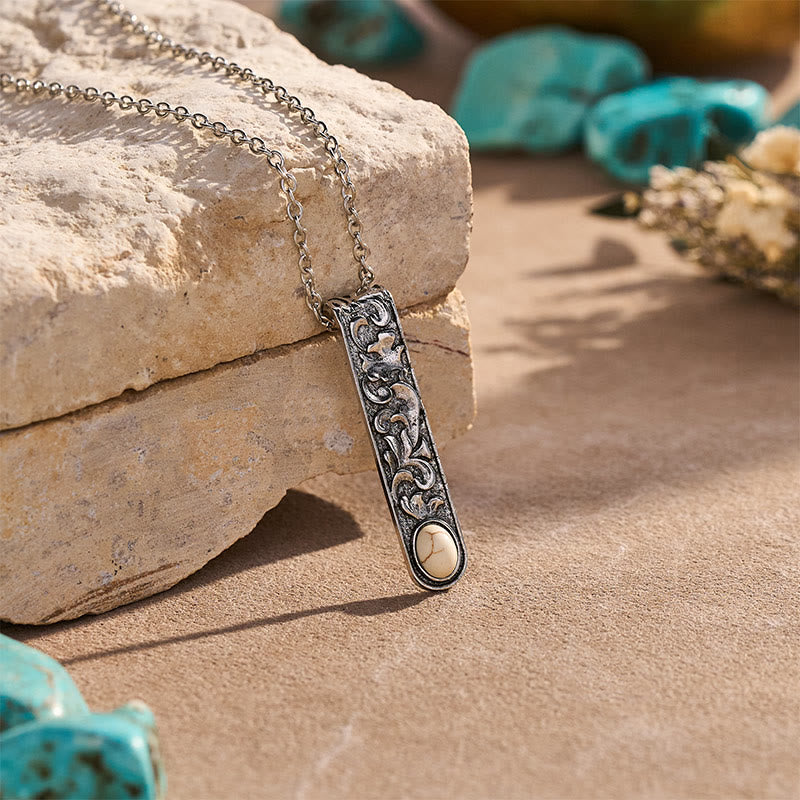 Collier vintage en turquoise gravée - image 6