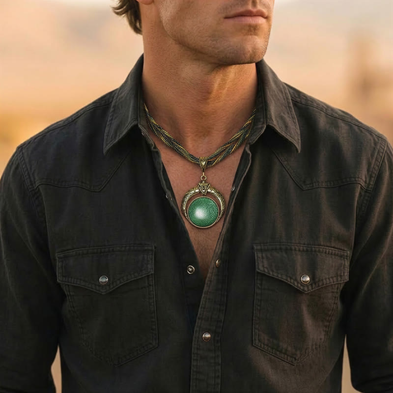 Collier bohème vintage fait main avec perles et pierres rondes - image 2