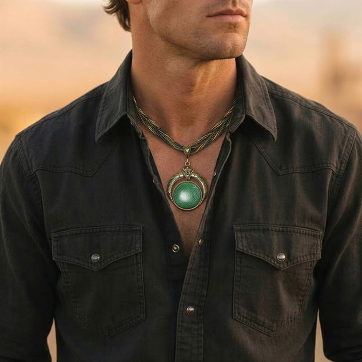Collier bohème vintage fait main avec perles et pierres rondes - image 2
