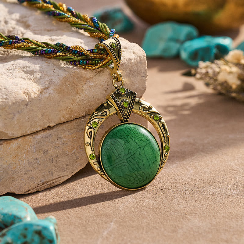 Collier bohème vintage fait main avec perles et pierres rondes - image 3