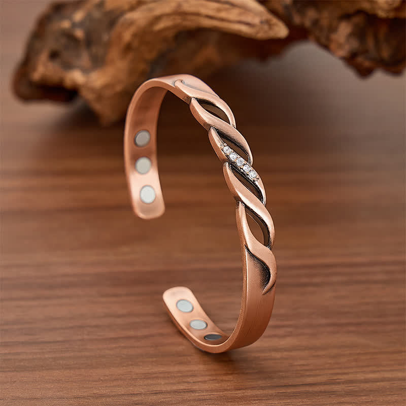 Bracelet magnétique à ouverture torsadée infinie scintillante - Bronze rouge - image 0