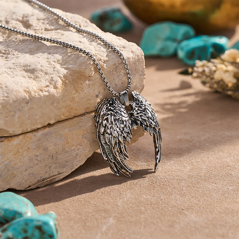 Collier pendentif ailes d'ange style punk vintage - image 3