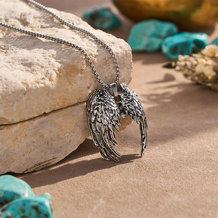 Collier pendentif ailes d'ange style punk vintage - image 3