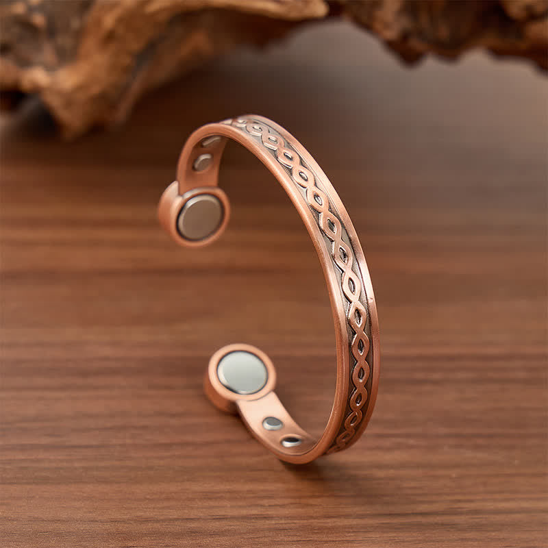 Bracelet magnétique fin en cuivre tressé infini - Bronze rouge - image 0