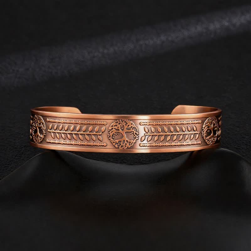 Bracelet magnétique ajustable en cuivre avec nœuds celtiques et motif Arbre de Vie - Style n° 11 - image 13