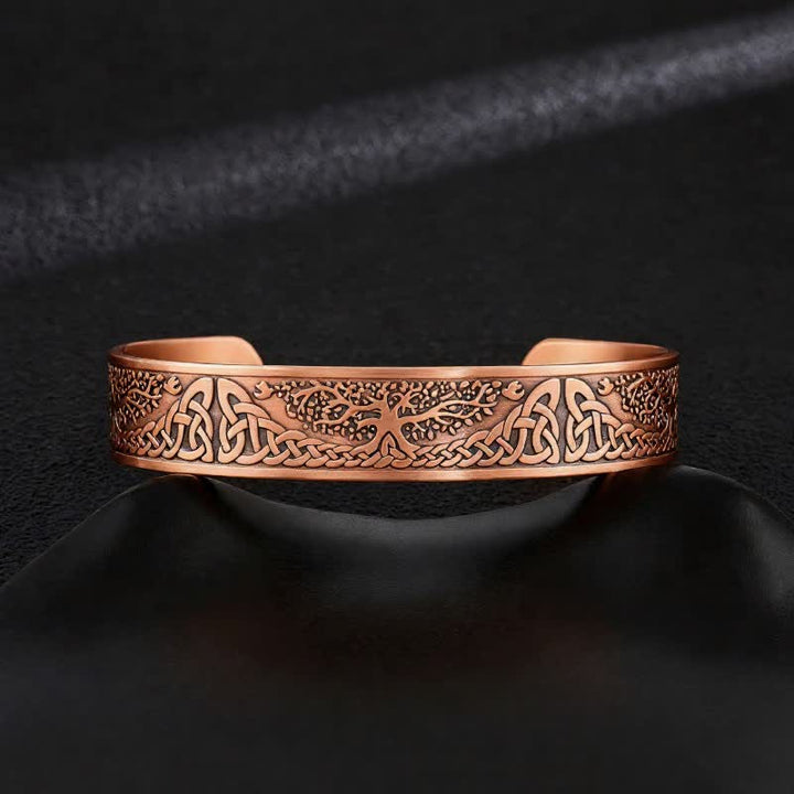 Bracelet magnétique ajustable en cuivre avec nœuds celtiques et motif Arbre de Vie - Style n° 18 - image 20