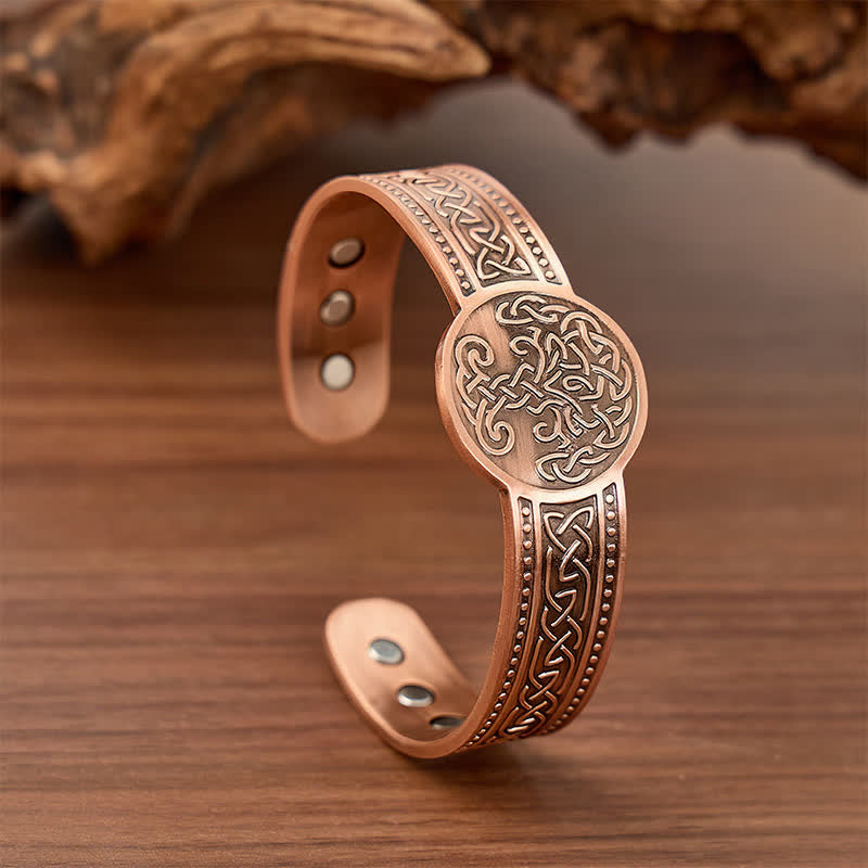 Bracelet magnétique ajustable en cuivre avec nœuds celtiques et motif Arbre de Vie - Style n° 1 - image 0