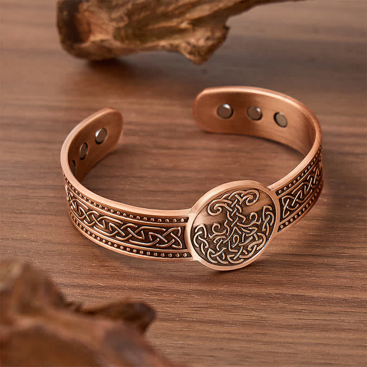 Bracelet magnétique ajustable en cuivre avec nœuds celtiques et motif Arbre de Vie - image 3