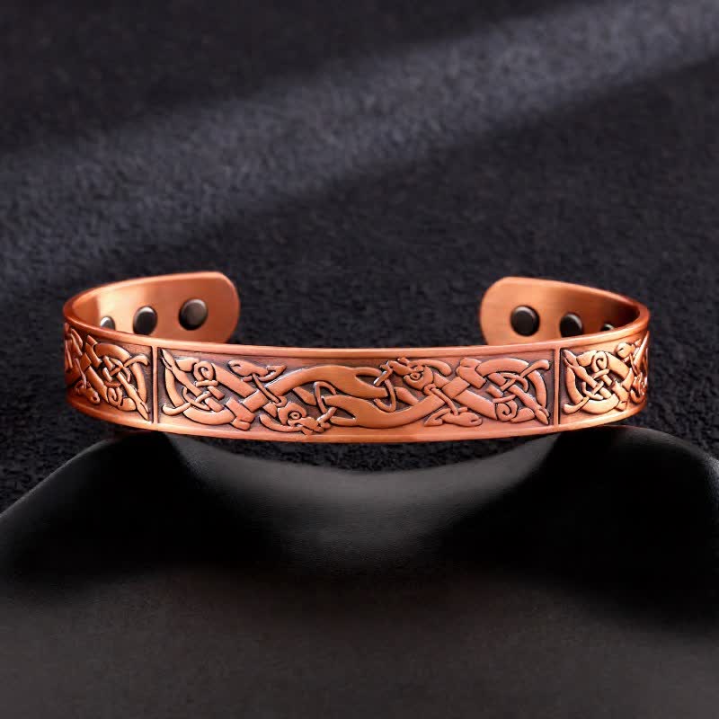 Bracelet magnétique ajustable en cuivre avec nœuds celtiques et motif Arbre de Vie - Style n° 10 - image 12