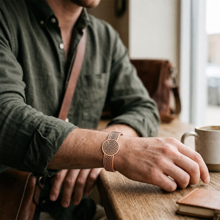 Bracelet magnétique ajustable en cuivre avec nœuds celtiques et motif Arbre de Vie - image 1