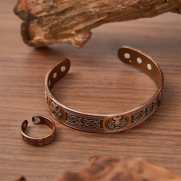 Ensemble bracelet et bague magnétiques sculptés de l'Arbre de Vie occidental - image 2