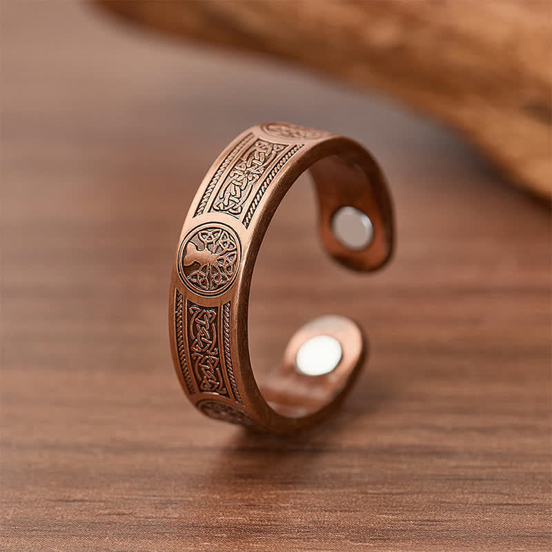 Ensemble bracelet et bague magnétiques sculptés de l'Arbre de Vie occidental - Anneau - image 4