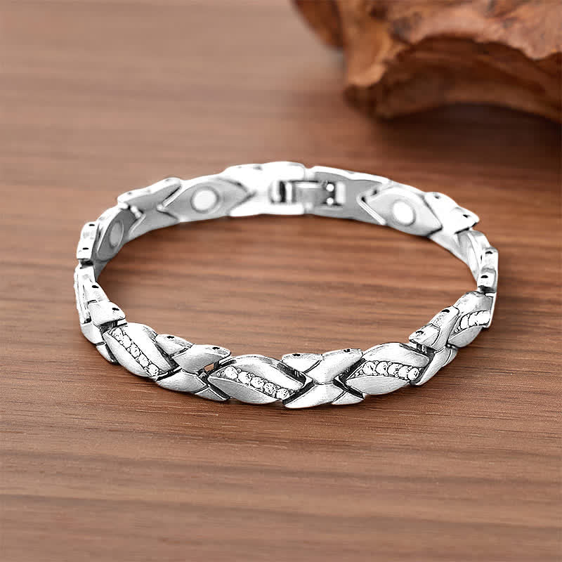 Bracelet à maillons magnétiques en cuivre et feuille de cristal avec outil de retrait de maillons - Argent - image 6