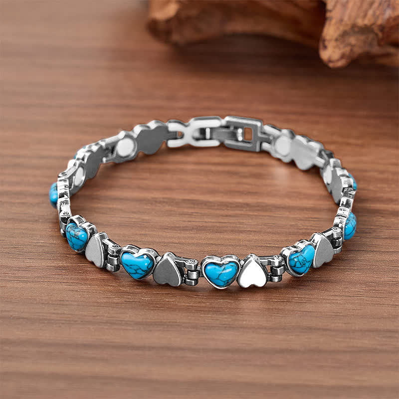 Bracelet magnétique en cuivre avec cœur turquoise et outil de retrait de maillons - Argent - image 5