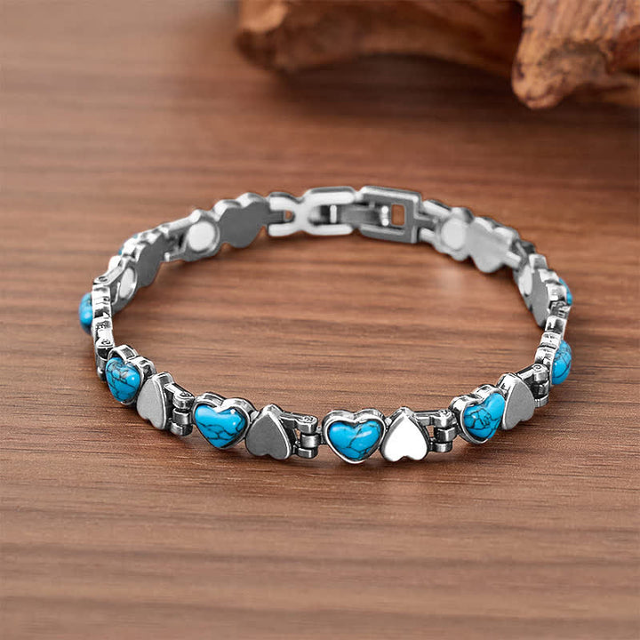 Bracelet magnétique en cuivre avec cœur turquoise et outil de retrait de maillons - Argent - image 5