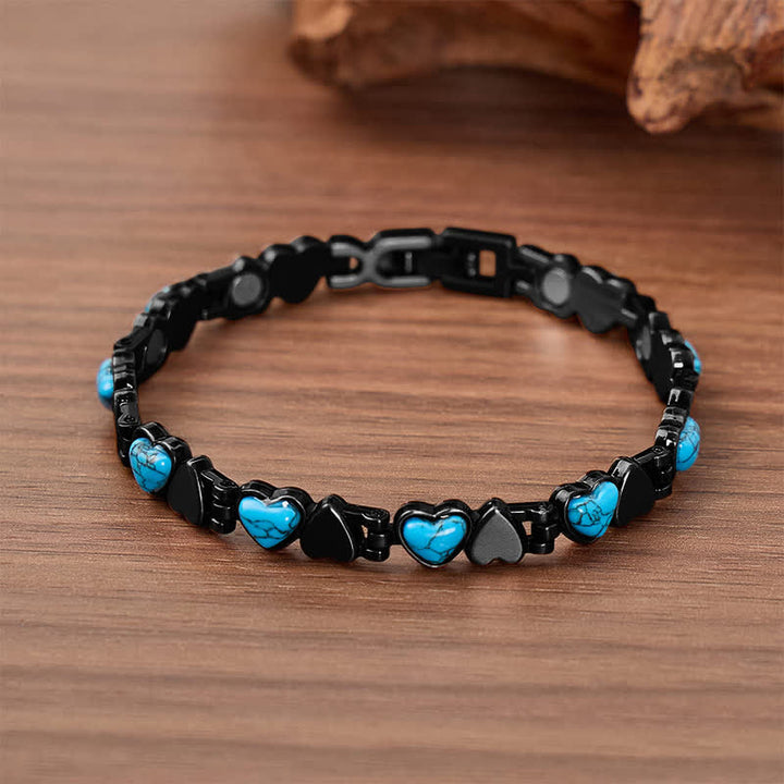 Bracelet magnétique en cuivre avec cœur turquoise et outil de retrait de maillons - Noir - image 6