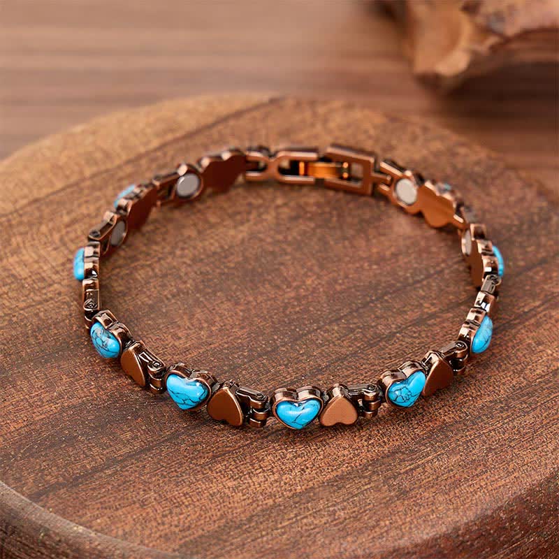 Bracelet magnétique en cuivre avec cœur turquoise et outil de retrait de maillons - image 3