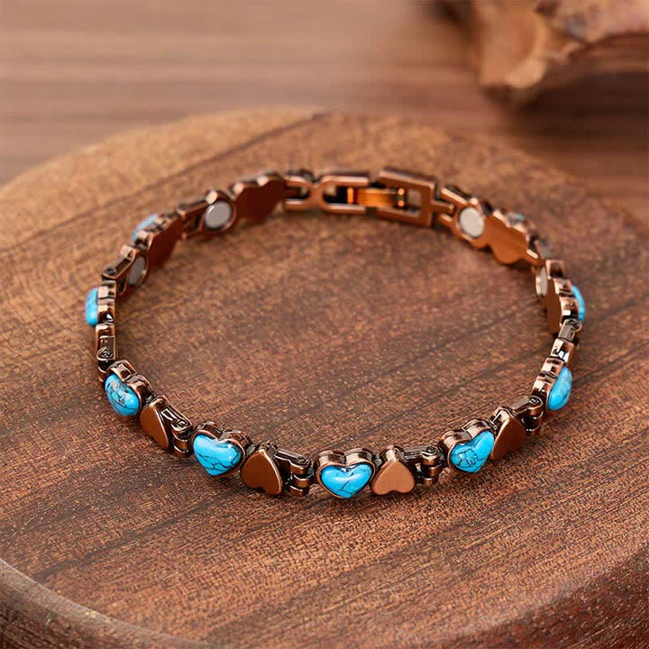 Bracelet magnétique en cuivre avec cœur turquoise et outil de retrait de maillons - image 3