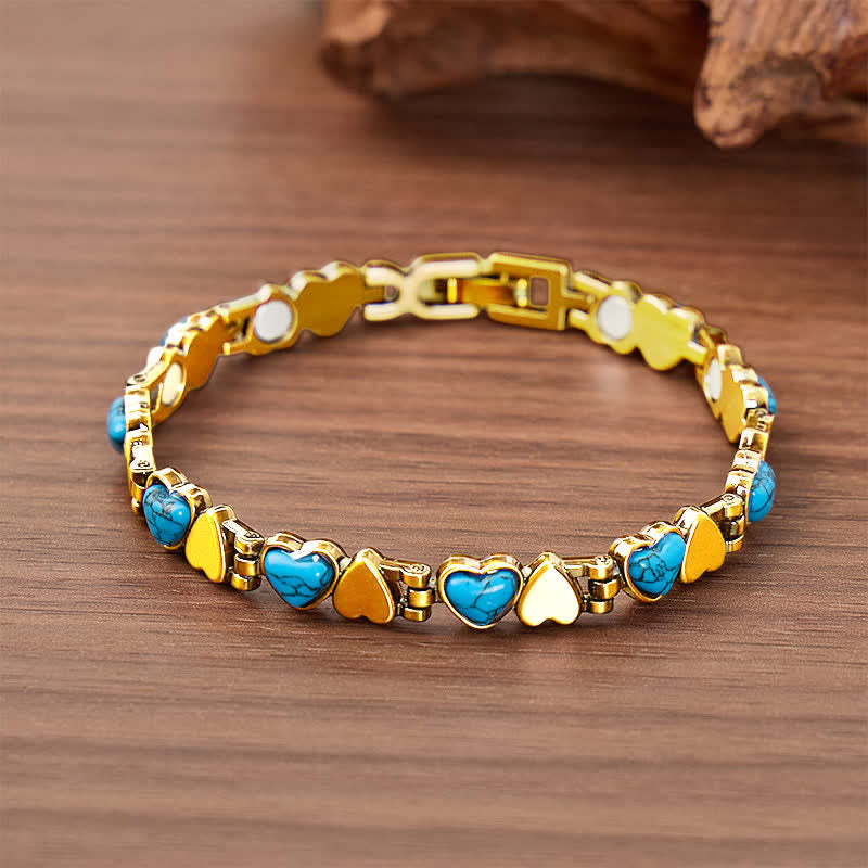 Bracelet magnétique en cuivre avec cœur turquoise et outil de retrait de maillons - Or - image 4