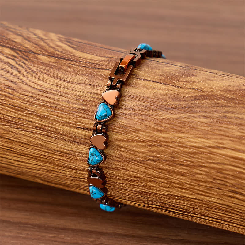 Bracelet magnétique en cuivre avec cœur turquoise et outil de retrait de maillons - image 2