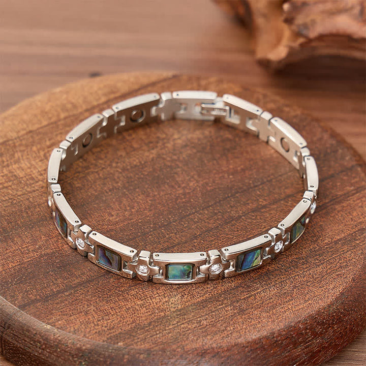 Bracelet à maillons magnétiques en nacre d'ormeau argentée avec outil de retrait de maillons - image 3