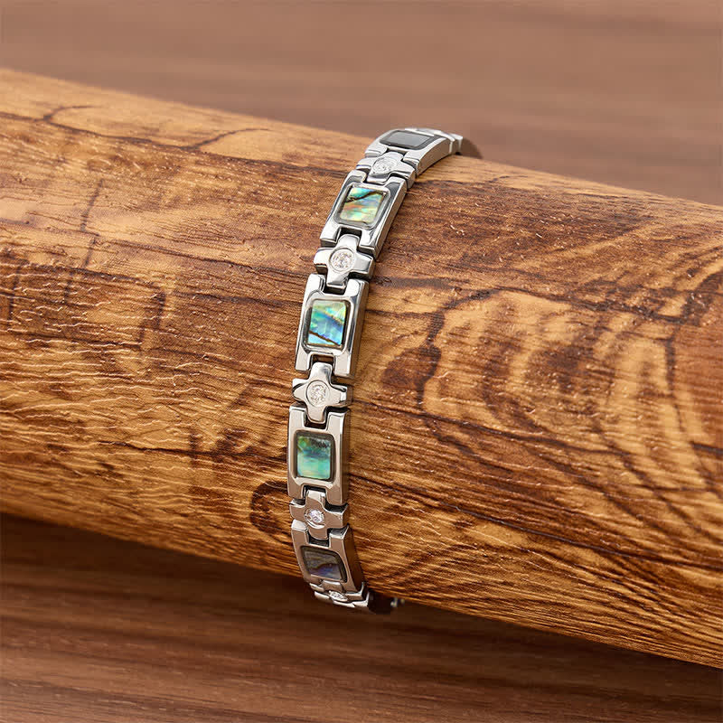 Bracelet à maillons magnétiques en nacre d'ormeau argentée avec outil de retrait de maillons - image 2