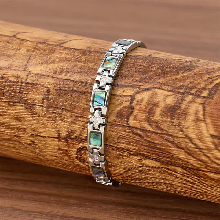 Bracelet à maillons magnétiques en nacre d'ormeau argentée avec outil de retrait de maillons - image 2
