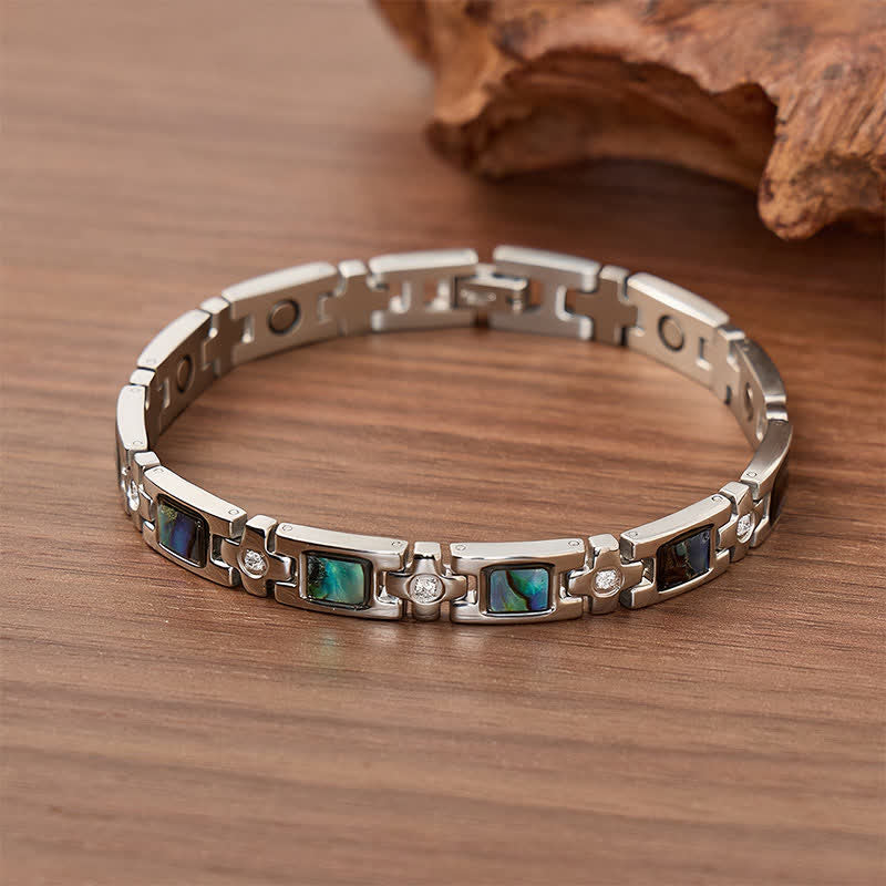 Bracelet à maillons magnétiques en nacre d'ormeau argentée avec outil de retrait de maillons - Argent - image 0