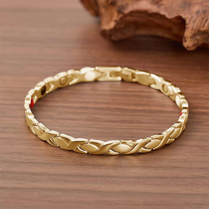 Bracelet à maillons magnétiques au design puzzle moderne avec outil de retrait de maillons - Or - image 7