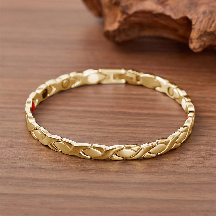 Bracelet à maillons magnétiques au design puzzle moderne avec outil de retrait de maillons - Or - image 7