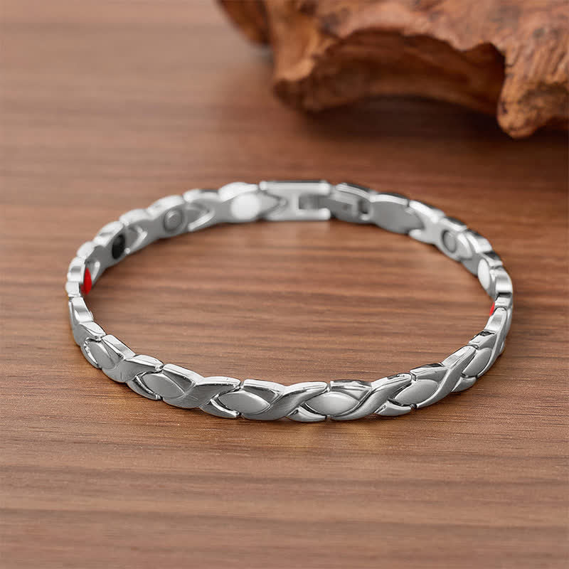 Bracelet à maillons magnétiques au design puzzle moderne avec outil de retrait de maillons - Argent - image 6