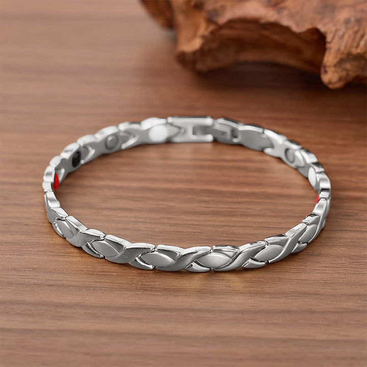 Bracelet à maillons magnétiques au design puzzle moderne avec outil de retrait de maillons - Argent - image 6