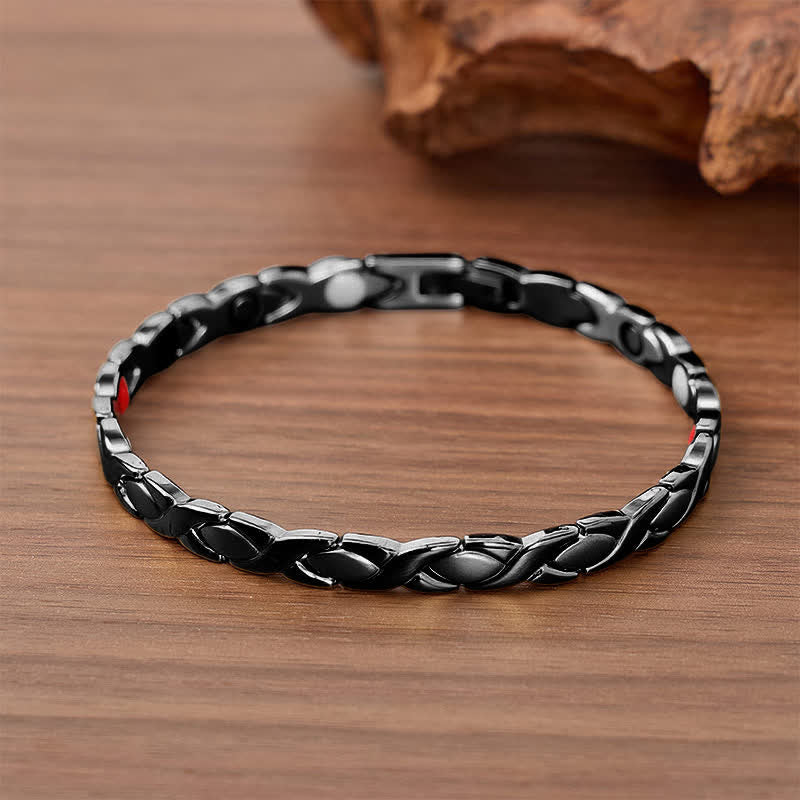 Bracelet à maillons magnétiques au design puzzle moderne avec outil de retrait de maillons - Noir - image 4