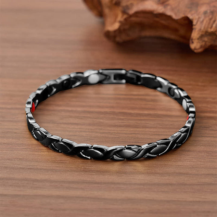 Bracelet à maillons magnétiques au design puzzle moderne avec outil de retrait de maillons - Noir - image 4