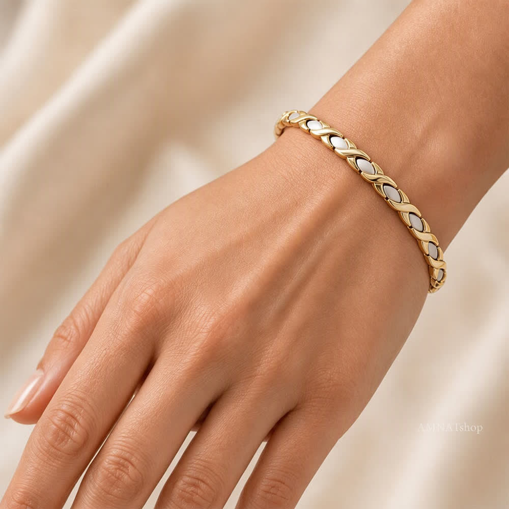 Bracelet à maillons magnétiques au design puzzle moderne avec outil de retrait de maillons - image 1