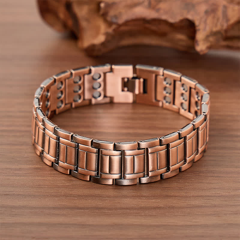 Bracelet vintage à chaîne magnétique Business Wide avec outil de retrait de maillons - Bronze rouge - image 0