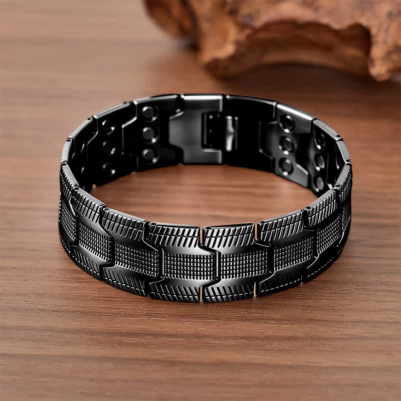 Bracelet vintage à maillons magnétiques à motif flèche avec outil de retrait de maillons - Noir - image 6