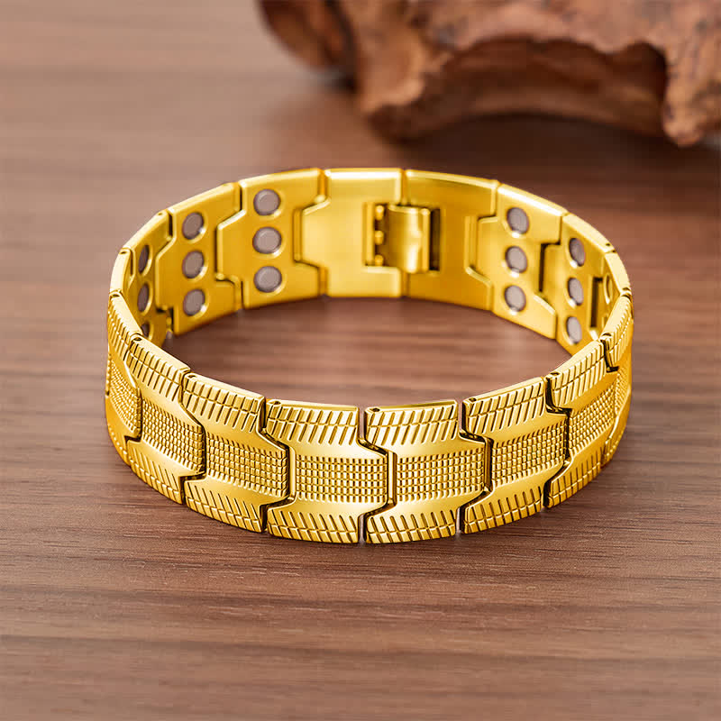 Bracelet vintage à maillons magnétiques à motif flèche avec outil de retrait de maillons - Or - image 4