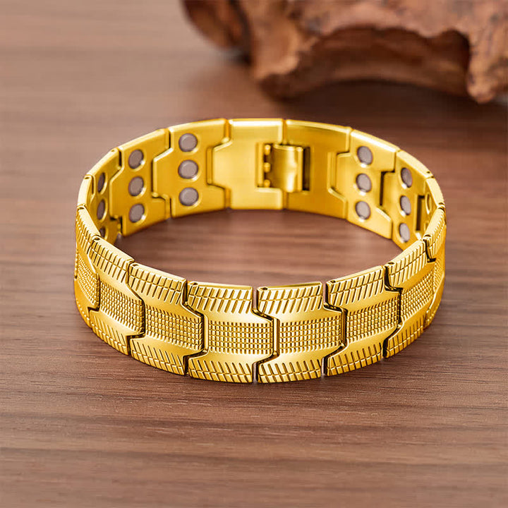 Bracelet vintage à maillons magnétiques à motif flèche avec outil de retrait de maillons - Or - image 4