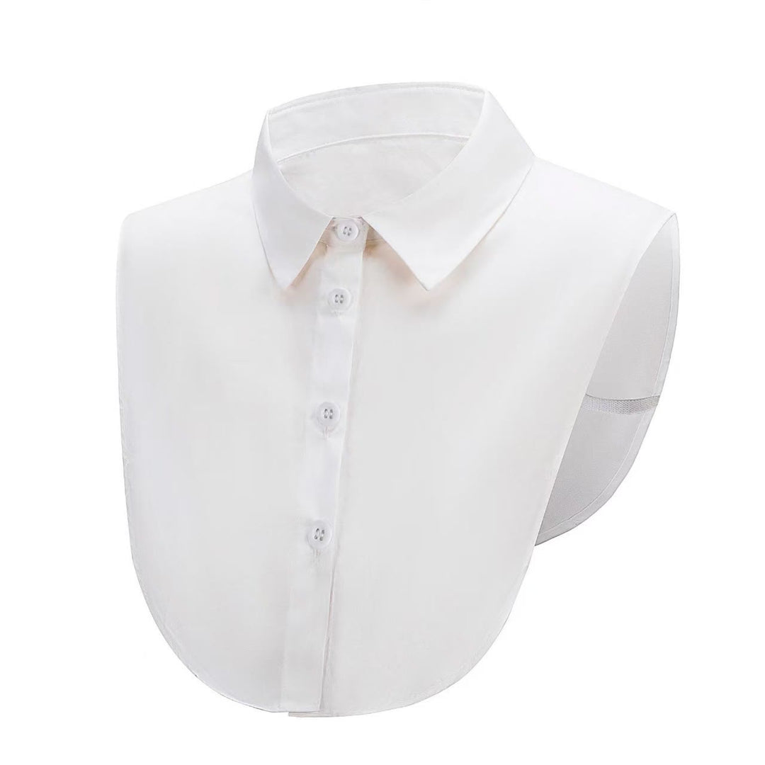Chemise courte amovible en denim délavé avec faux col - Blanc - Taille unique - image 3