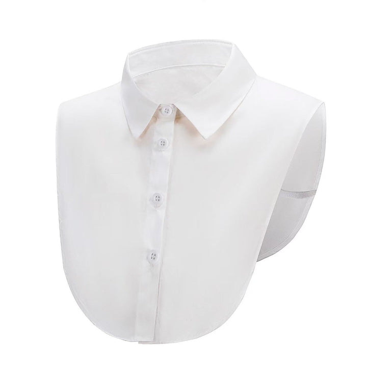 Chemise courte amovible en denim délavé avec faux col - Blanc - Taille unique - image 3