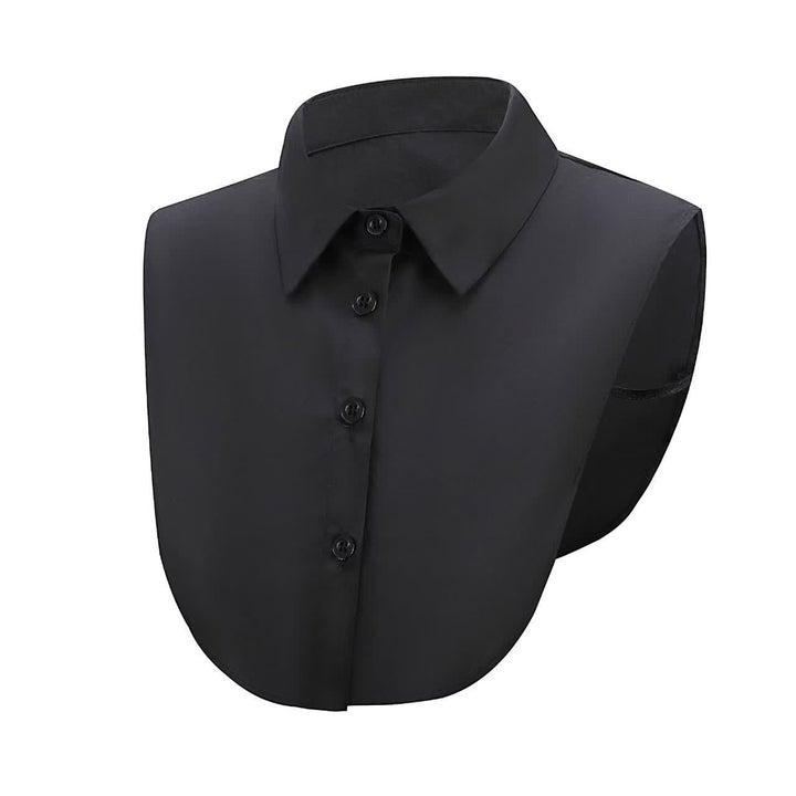 Chemise courte amovible en denim délavé avec faux col - Noir - Taille unique - image 4