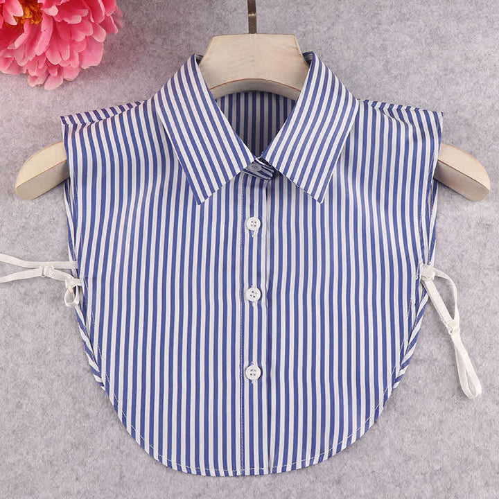 Col amovible pointu rayé pour femme - Bleu - Taille unique - image 0