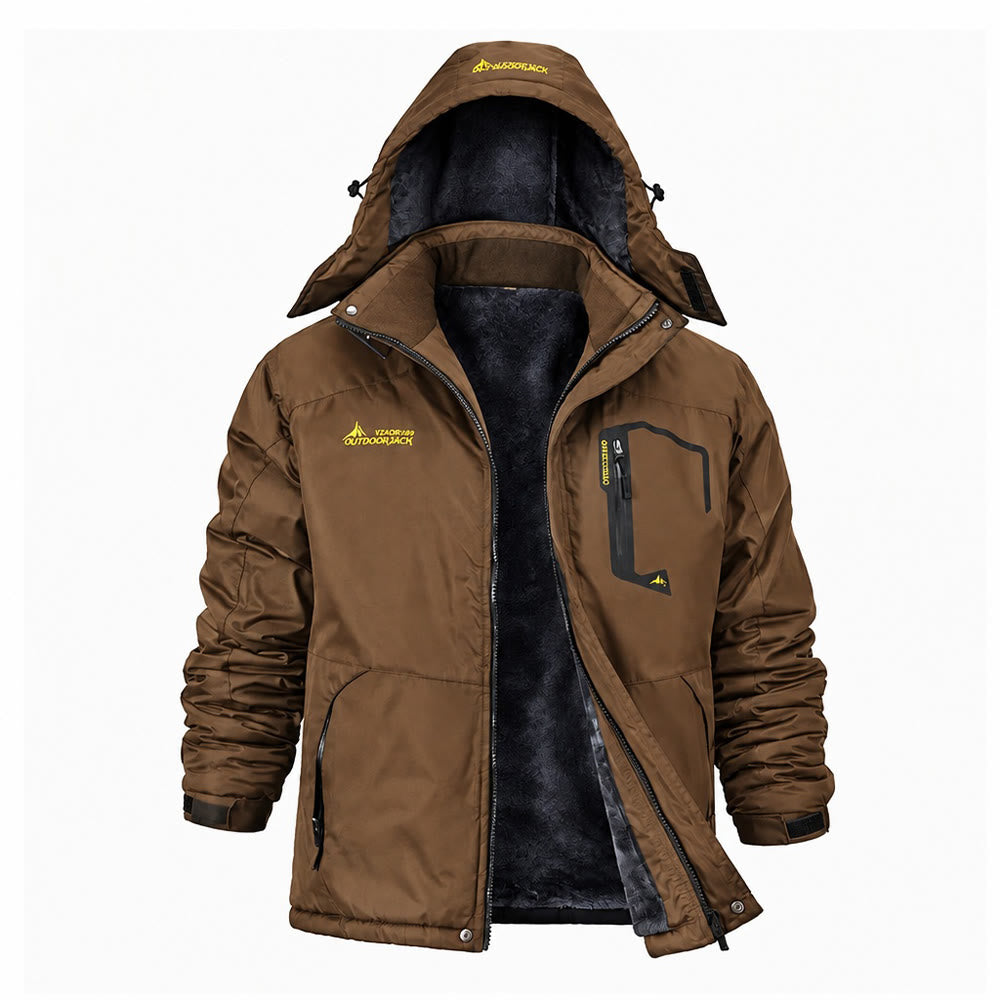 Veste d'hiver doublée polaire pour homme - Café - 6XL - image 6